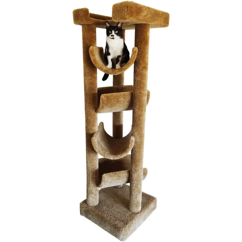 

LUCK New Cat Condos Premier Solid Wood 6-Foot Skyscraper Cat Tree, Brown