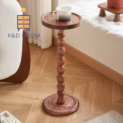 X&D Solid Wood Retro Corner Table Light Luxury Mini Sofa Table Edge Table Bedside Movable Storage Rack Candle Holder  Edge Table