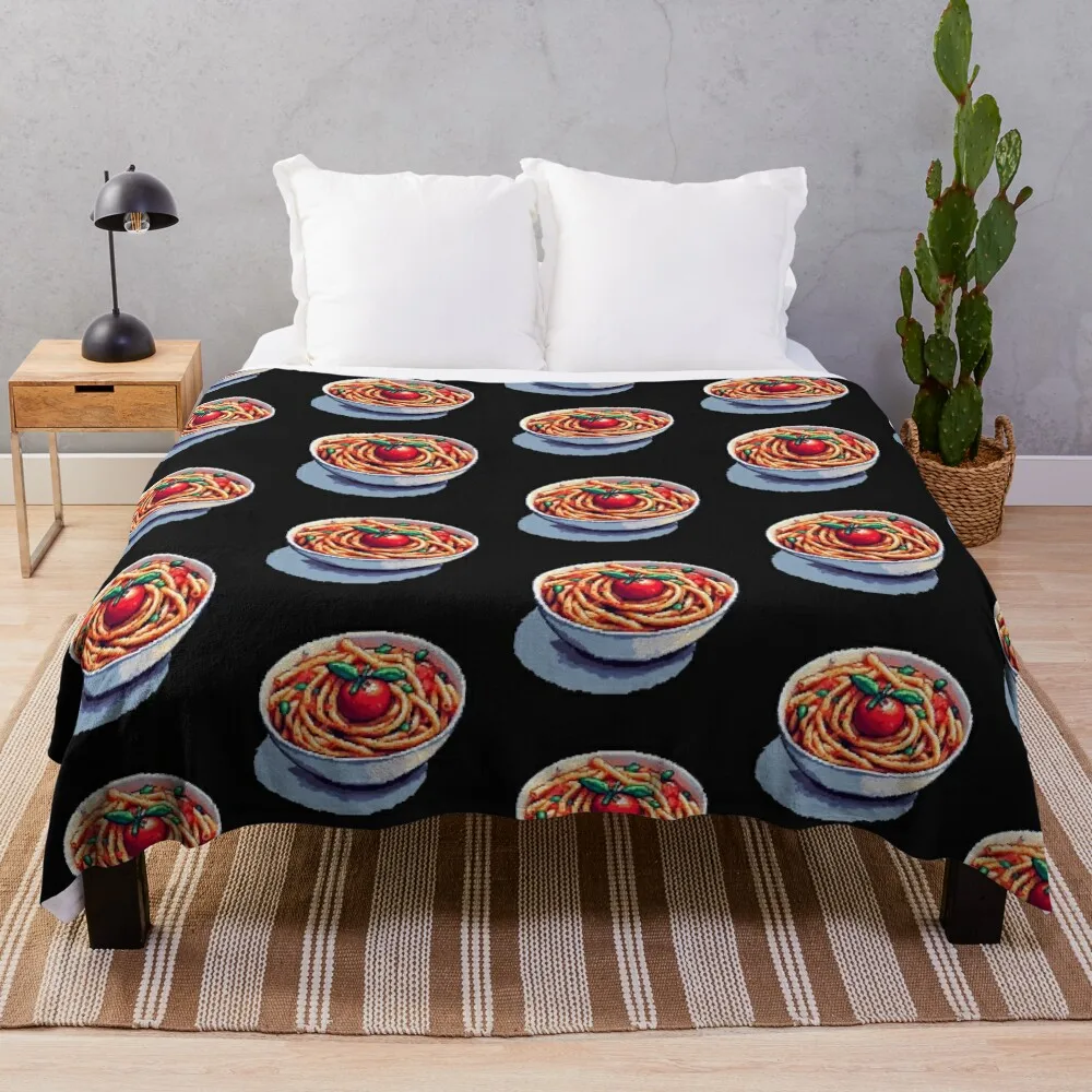 

Tiny Tomato Pasta Pixel Art Throw Blanket Large Summer Beddings Bed Luxury Designer Blankets