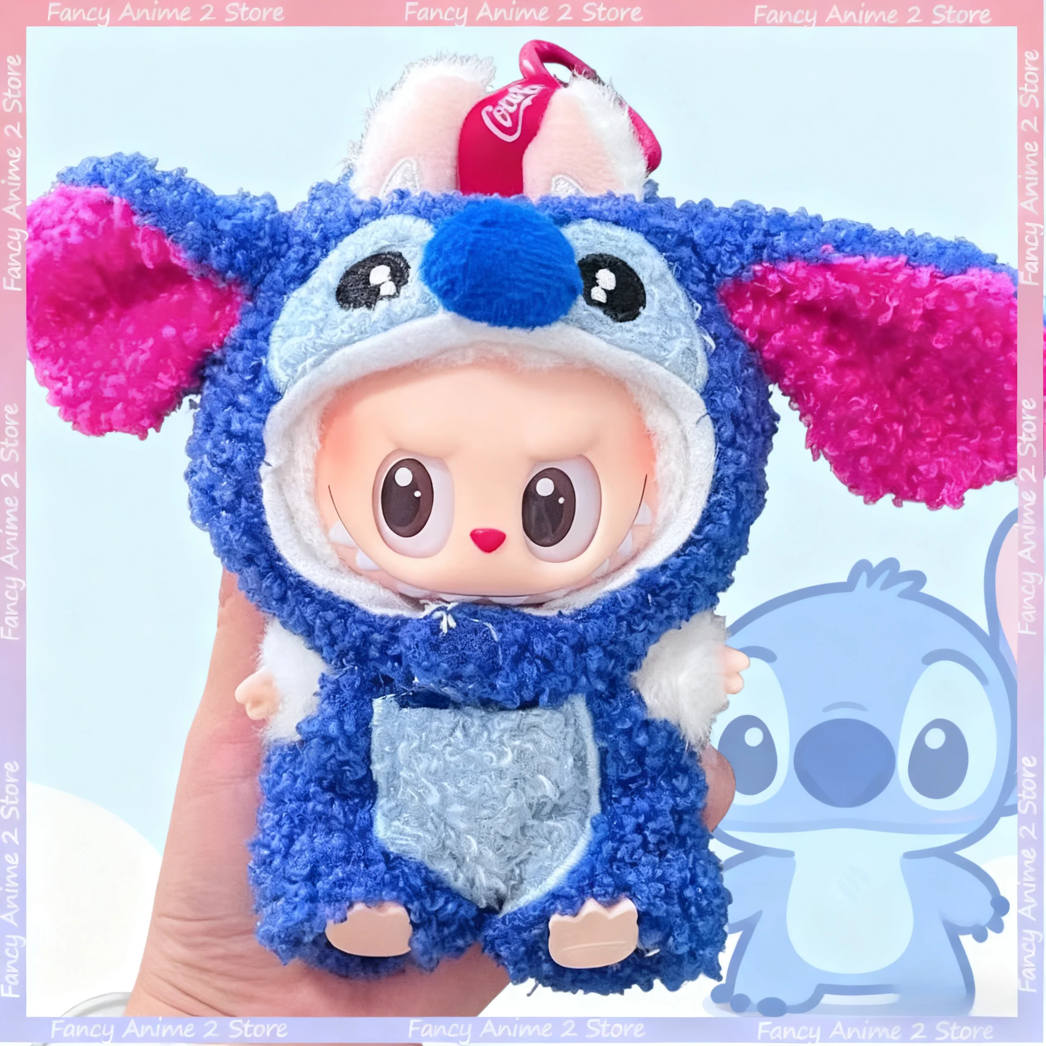 

Комбинезоны с синей строчкой, одежда для V1 V2 Labubu, маленький комплект одежды Kawaii для мини-плюшевых кукол, очаровательная одежда для кукол, аксессуары