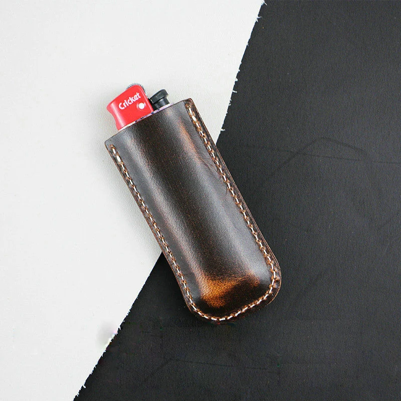 Fashion Genuine Leather Lighter Case For Cricket Other 8*22cm Lighter Handmade Cowhide Lighter Cover Plastic Lighters Case