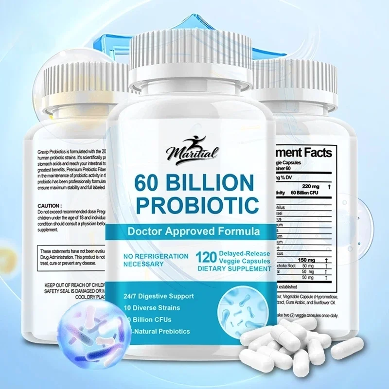 60 Billion Probiotics - Contains Prebiotics and Digestive Enzymes To Promote Healthy Digestion