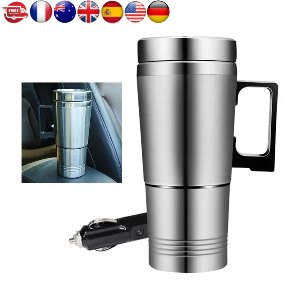 Taza Eléctrica para Calentar Bebidas en el Auto, 300 ml, para Agua, Café, Leche, Taza Térmica, Calentador de Agua 12V/24V, Botella de Acero Inoxidable, Hervidor Eléctrico de Viaje