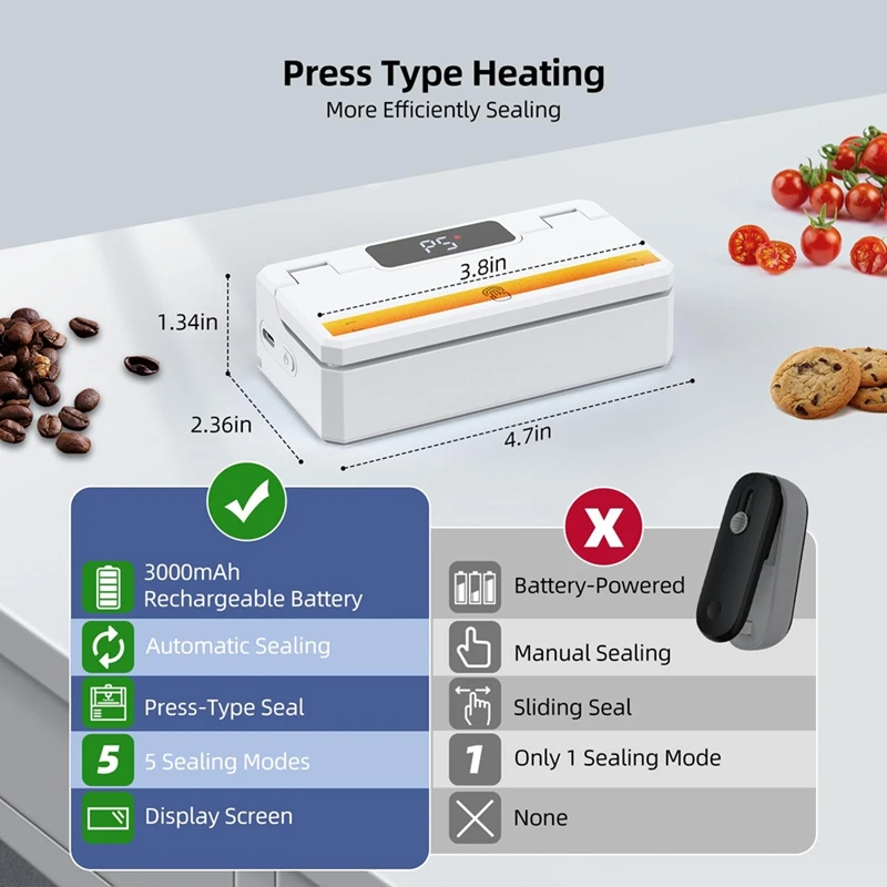 Mini-zakverzegelaar en -snijder, draagbare zakverzegelaar Heat Seal-oplaadbare chipzakverzegelaar-voor chipzakken, snackzakken