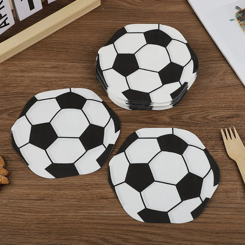 20PCS Soccer Ball Disposable Paper Napkins Football Pattern Themed Birthday Party Decoration Supplies Sports Event Table Setting