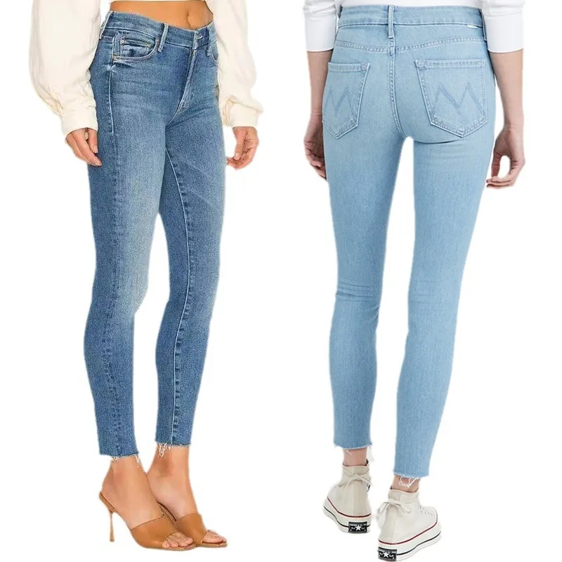 

Jeans For Women 2024 New Spring/Summer High Waist Raw Hem Vintage Cropped Denim Pants Runway Style High Quality Designer