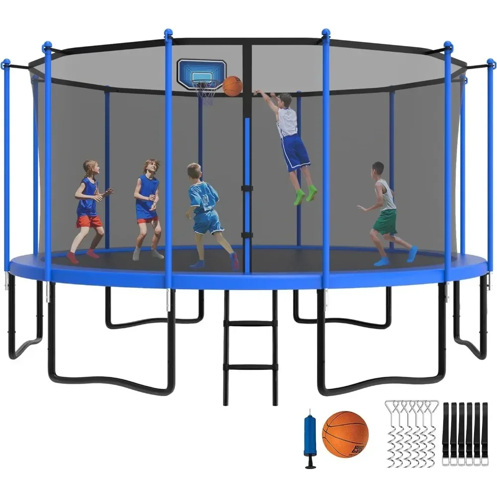 

15FT Tranpoline for Kids and Adults 1500LBS with Basketball Hoop, Back Yard Heavy Duty Recreational Tranpolines, ASTM Approved