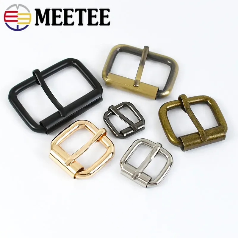 5Pcs Meetee 13-38mm Metal Buckles For Belt Shoes Bag Strap Webbing Slider Adjust Roller Pin Buckle DIY Leather Craft