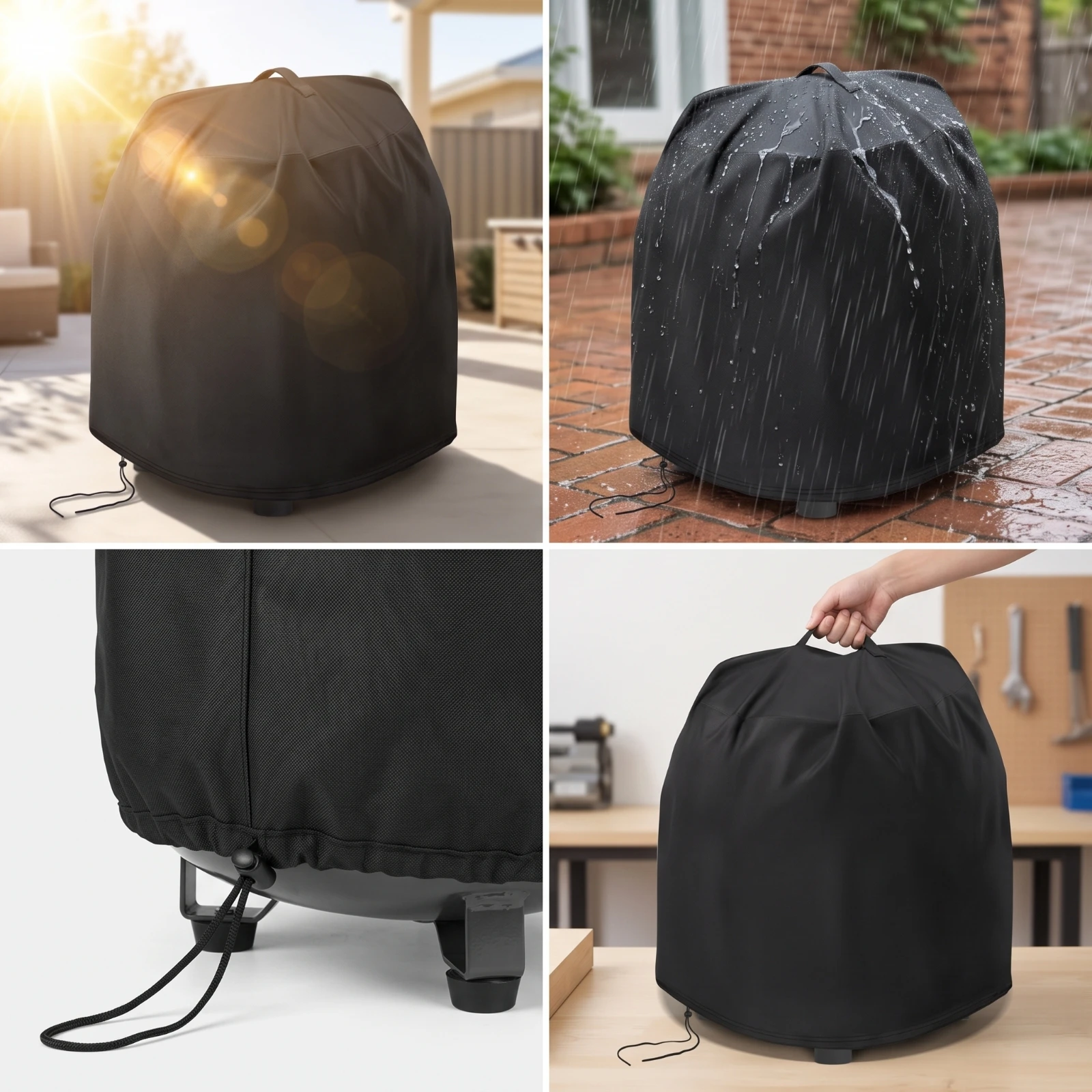 Air Compressor Cover with Handle Waterproof Air Compressor Cover Drawstring Heavy Duty for Garage, Workshop