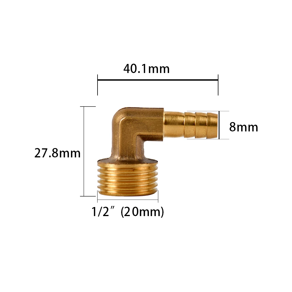 Elbow Brass Hose Fitting Barb Tail 1/2