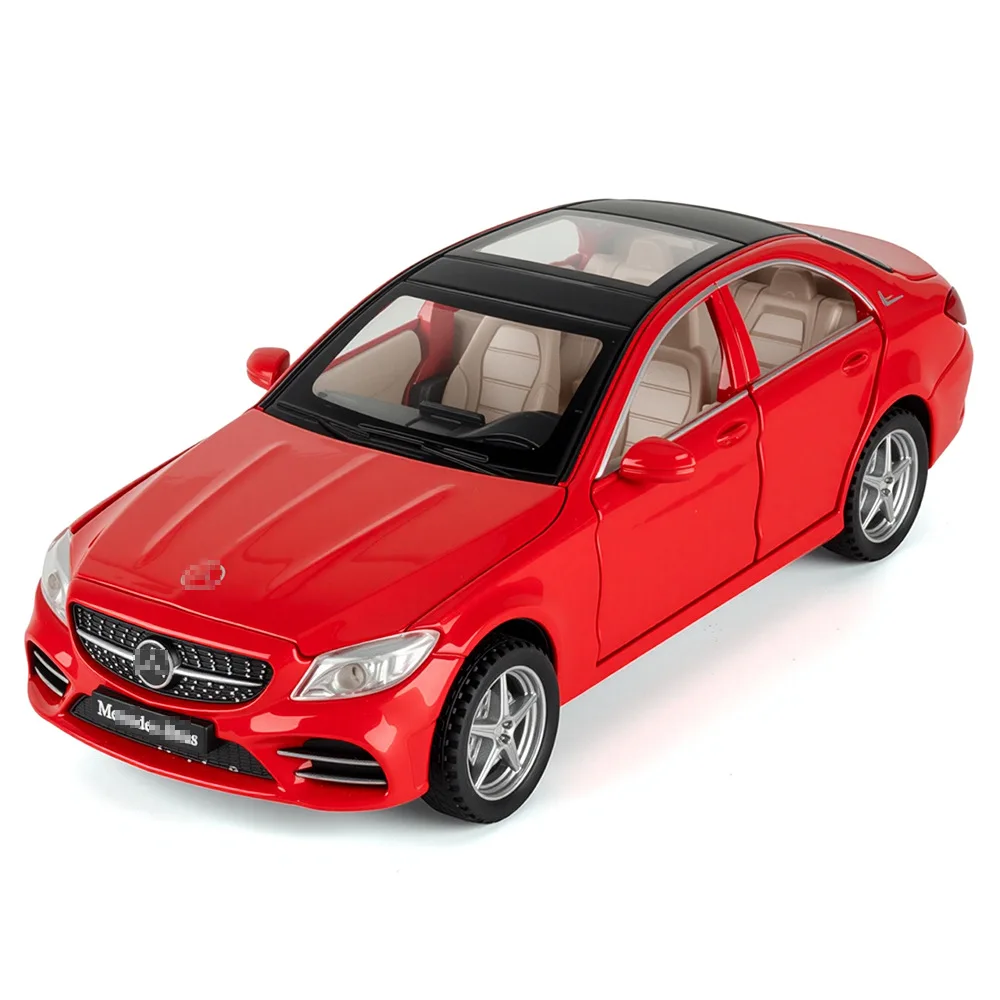 1:32 C260L Diecast Alloy Model Car 6 Doors Open Sound & Light Pull Back Car Toy Rubber Wheels Mini Vehicle Gift