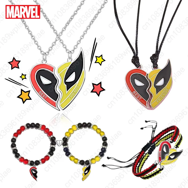 

Superhero Movie Deadpool & Wolverine Best Friends Couple Bracelet Necklace Keychain Split Heart Matching Pendant Cosplay Jewelry