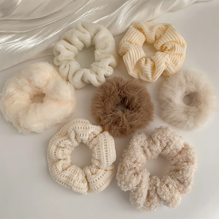 

7 Pcs/Set Women Hair Scrunchies Set Plush Solid Hair Band for Girls Ponytail Holder Rubber Bands Hair Ties Hair Accessories