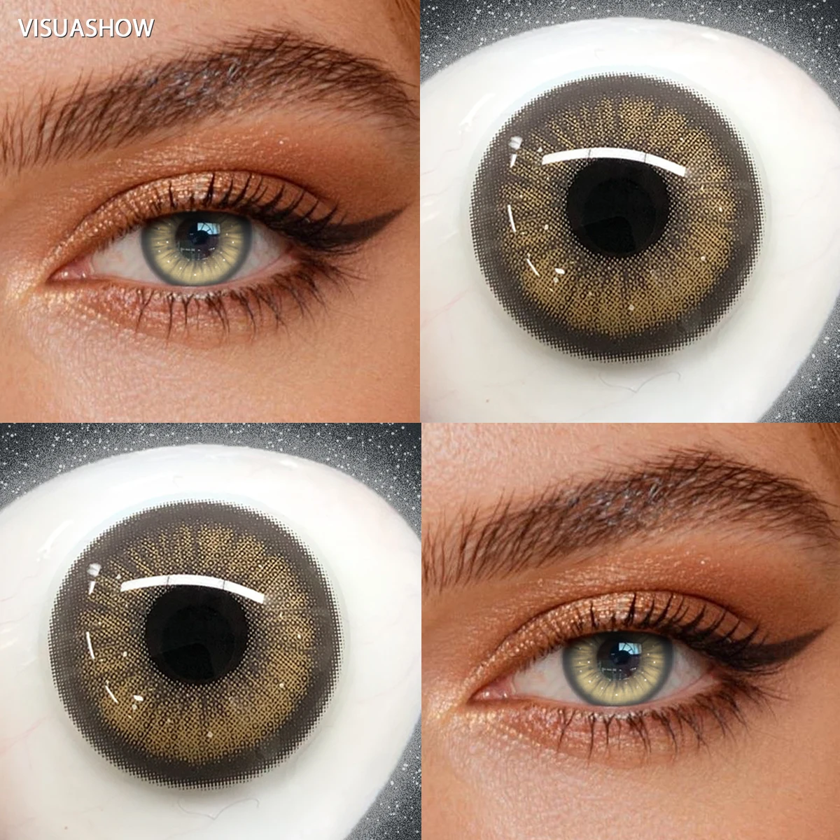 Visuashow Diamond Shimmer Farbige Kontaktlinsen 6 Monate Einweg 14,5mm Blau Grün Augenfarben-Kontaktlinsen für Schönheitskosmetik 70 – Detail 3