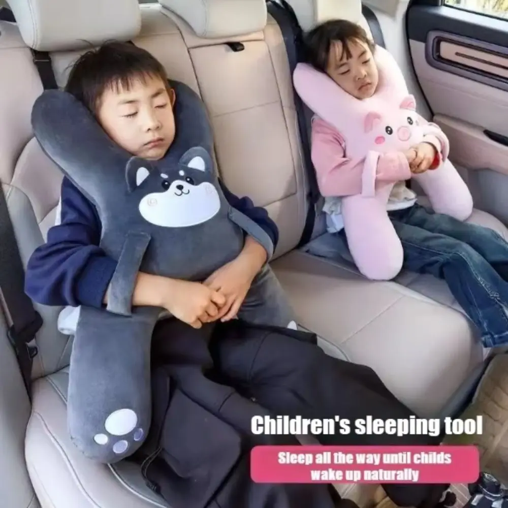 Soft Car Seat Neck Pillow Breathable Comfortable Car Headrest Seat Belt Safety Removable Child Sleeping Pillow Car Travel