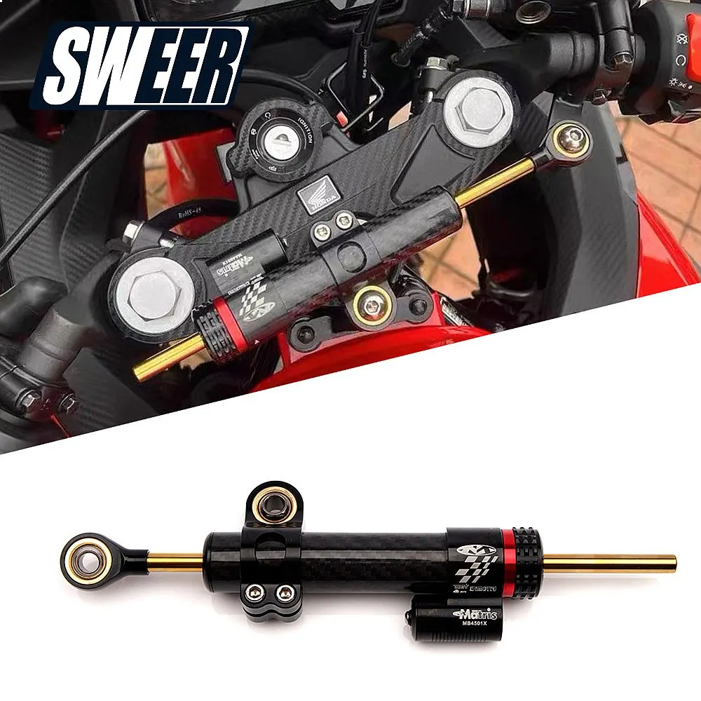 

Carbon Fiber Steering Damper Motorcycle Stabilizer Adjustable Titanium Shock Absorber