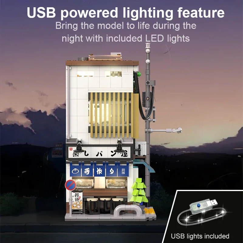1108 stks Cada Stad LED Japanse Gestoomde Broodje Architectuur Bouwstenen Vrienden Winkel Cijfers Bricks Speelgoed voor Kinderen Geschenken