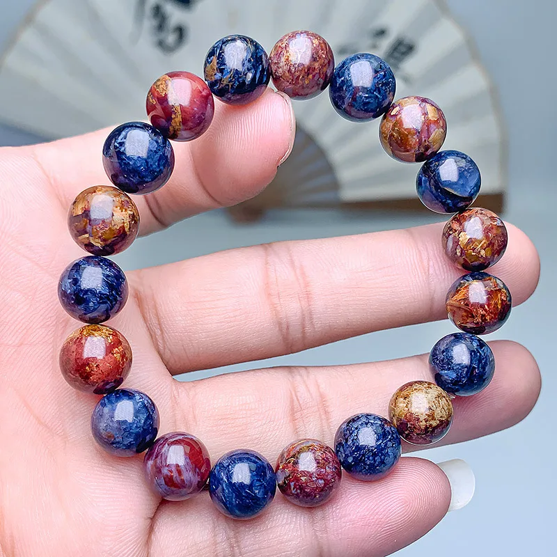 Natural Blue Red Pietersite Bracelet Women Men Chatoyant Beads Round Beads Cat Eye Yellow Colorful Pietersite Namibia AAAAA