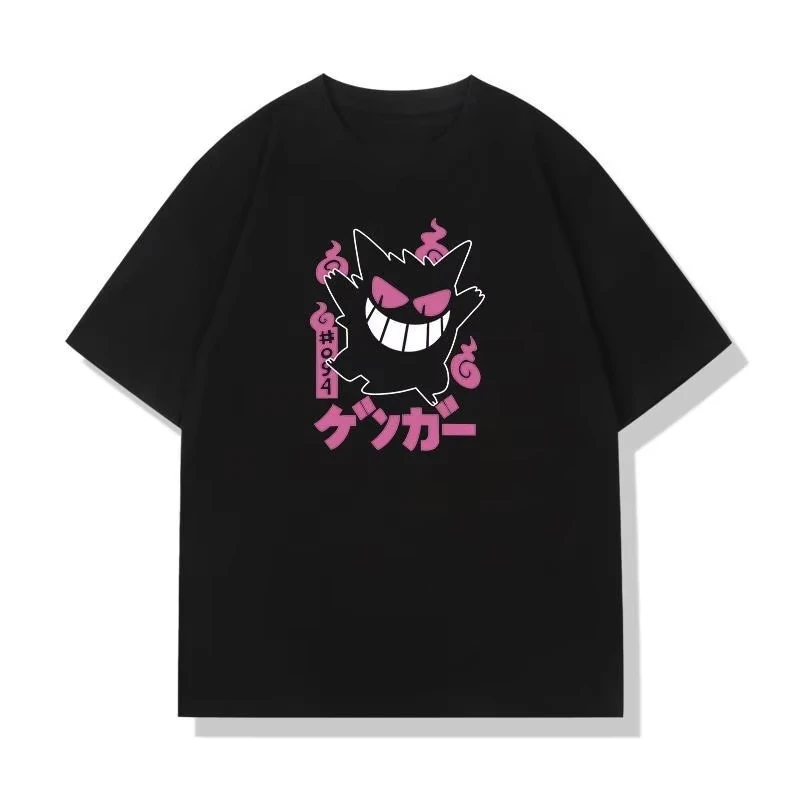 miniso-pokemon-gengar-camiseta-preto-branco-bege-anime-fantasma-algodao-camiseta-impressao-japonesa-unisex-casual-streetwear