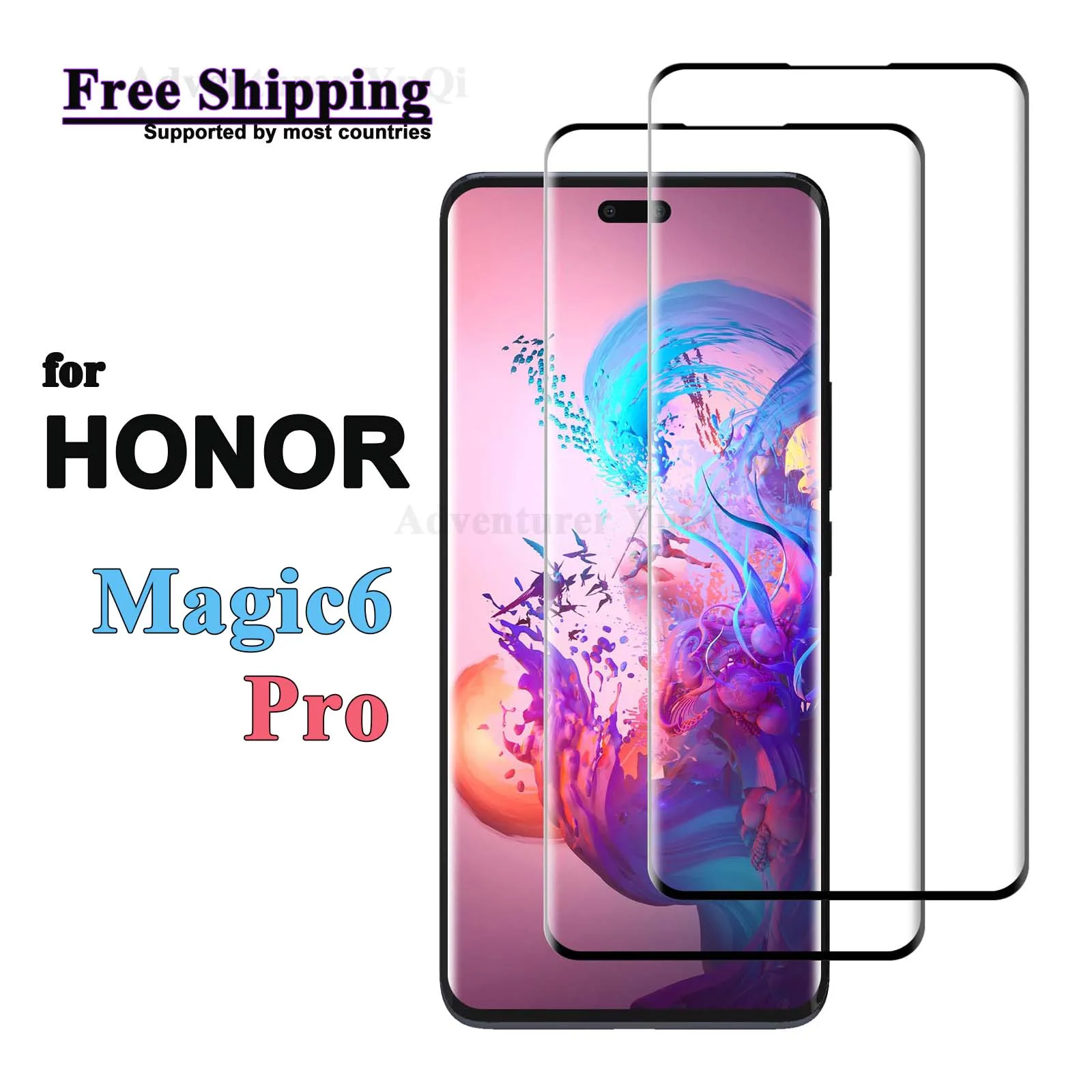 

Screen Protector for Honor Magi6 Magic 6 Pro Tempered Glass 9H 3D Curved Protective Anti Scratch Fingerprint Scan Bubble free