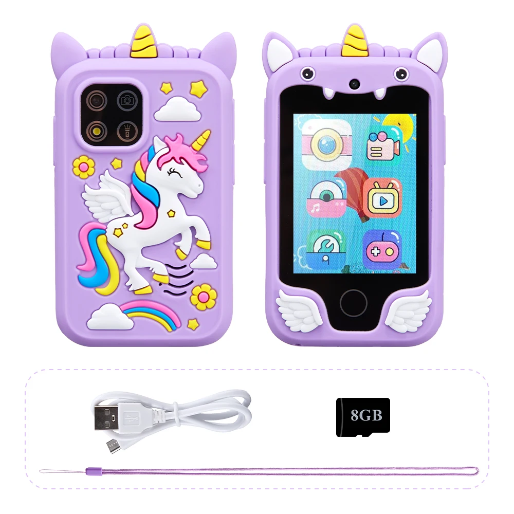 Kinderen Smart Phone Camera Speelgoed Touchscreen Eenhoorn Baby Mobiele MP3-speler Digitale camera Educatief speelgoed voor meisjes Jongens Leeftijd 3-8