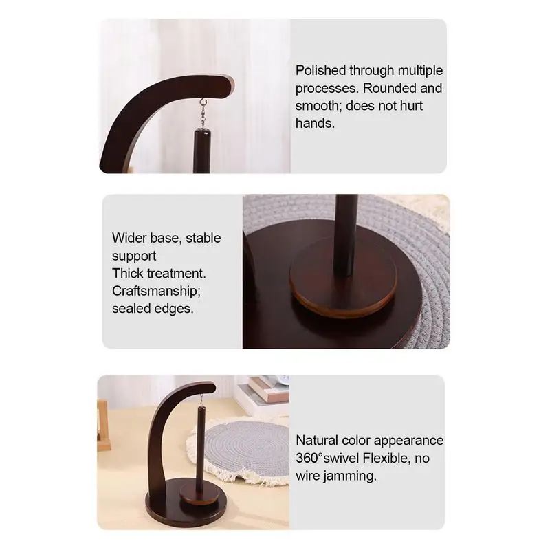 Yarn Holder Stand Wooden Yarn Spindle Dispenser Rotatable Yarn Twirling Holder Stable Knitting Ball Stand Decorative For Crochet