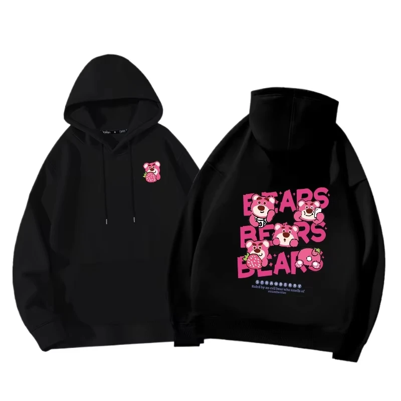 Disney Strawberry Bear New Lotso Print Couple Hoodie Women's Hoodie Fall/Winter Thin Cartoon Style Women's Hoodie Jacket