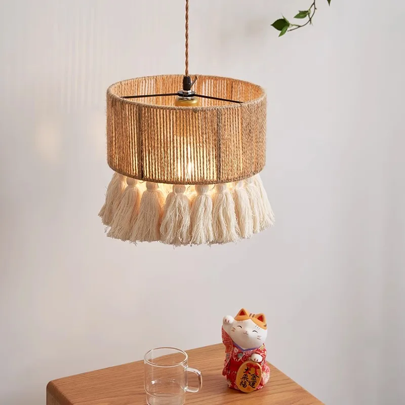 Bohemian Retro Hemp Rope Tassel Bedroom Bedside Chandelier Creative Restaurant Bar Balcony Lighting