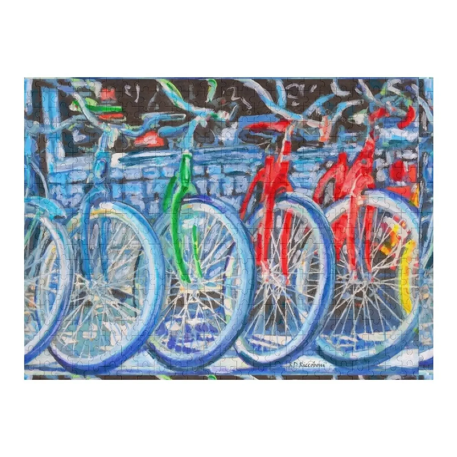 

The Bicycle Shop - Bikes in A Row - Painting Jigsaw Puzzle Custom Wooden Gift Customizeds For Kids Personalize Puzzle