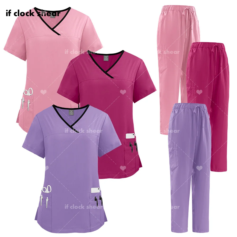 Uniforme d'hôpital de haute qualité pour médecin, vente en gros, travail de toilettage pour animaux de compagnie, ensemble médical Y et pantalon pour femmes, uniformes de gIslande infirmiers pour dentistes