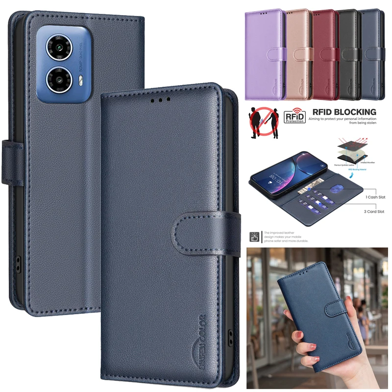 Flip Cover Anti-theft Wallet Leather Case For Motorola MOTO G45 G64 G14 G54 Power G34 G84 5G MotoG45 Capa Matte Phone Cases Bags