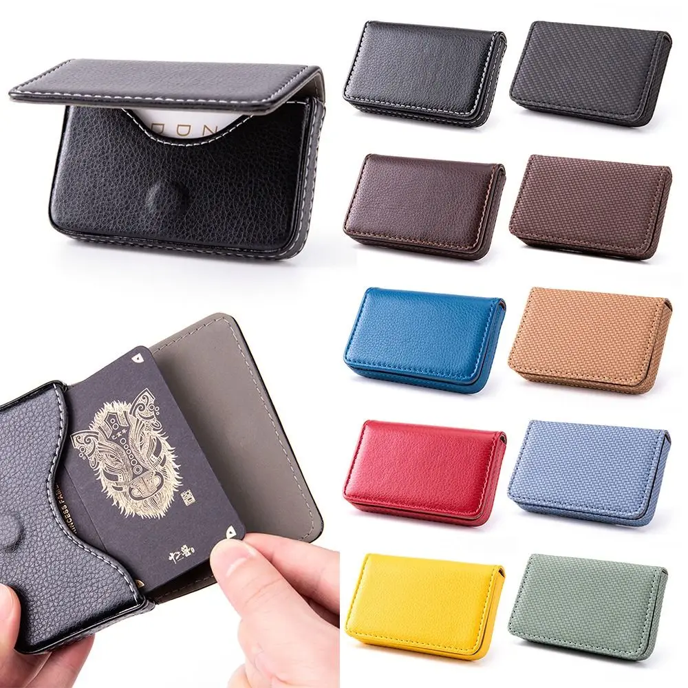 Anti-loss PU Leather With Magnetic Buckle Name Card Holder Card Pocket Card Case Business Card Holder