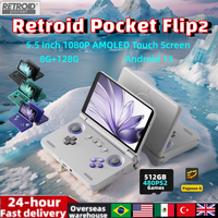 Retroid Pocket Flip2 Retro Handheld Game Console Video Player 5.5Inch 1080P AMOLED Touch Screen SD865 Android Wifi6 PSP PS2 Gift