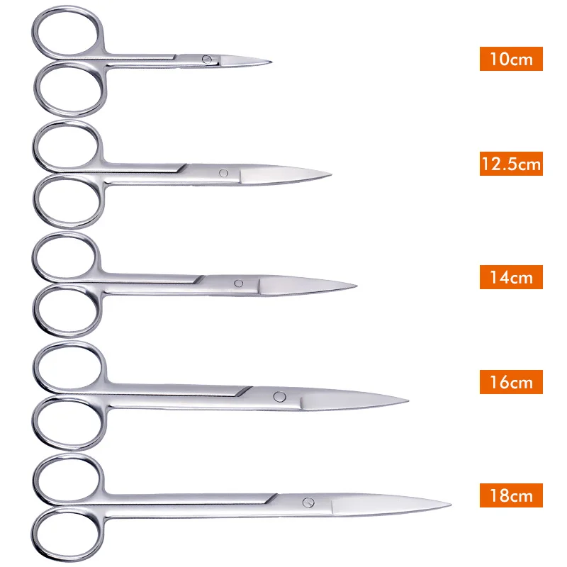 Animal Veterinary Vet Medical Stainless Steel Surgical Scissors Straight curved Tip Haircut Scissors 10cm/12.5cm/14cm/16cm/18cm