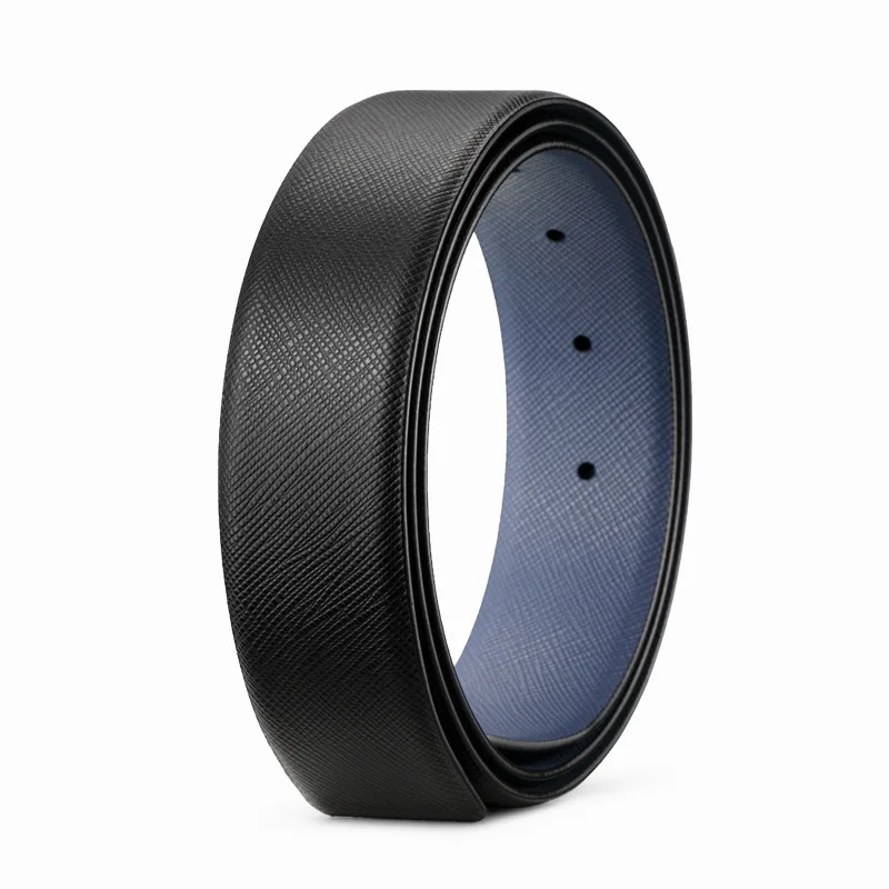 Ceinture vierge en cuir véritable de vache pour hommes, 3.4cm, Design Double face, couche supérieure de luxe, remplacement pour sans ceinture de tête, bricolage