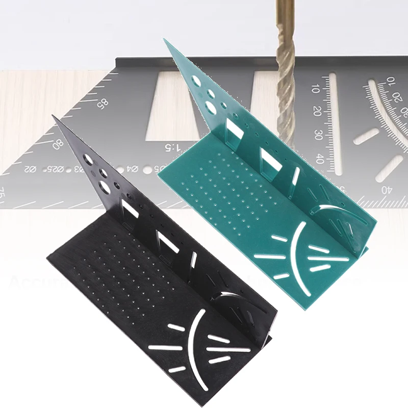 Multifunctional Locate Carpenter Angle Ruler 3D Miter Angle Measuring Tool Perforated Positioning Ruler 45 90 Degree Lines Ruler