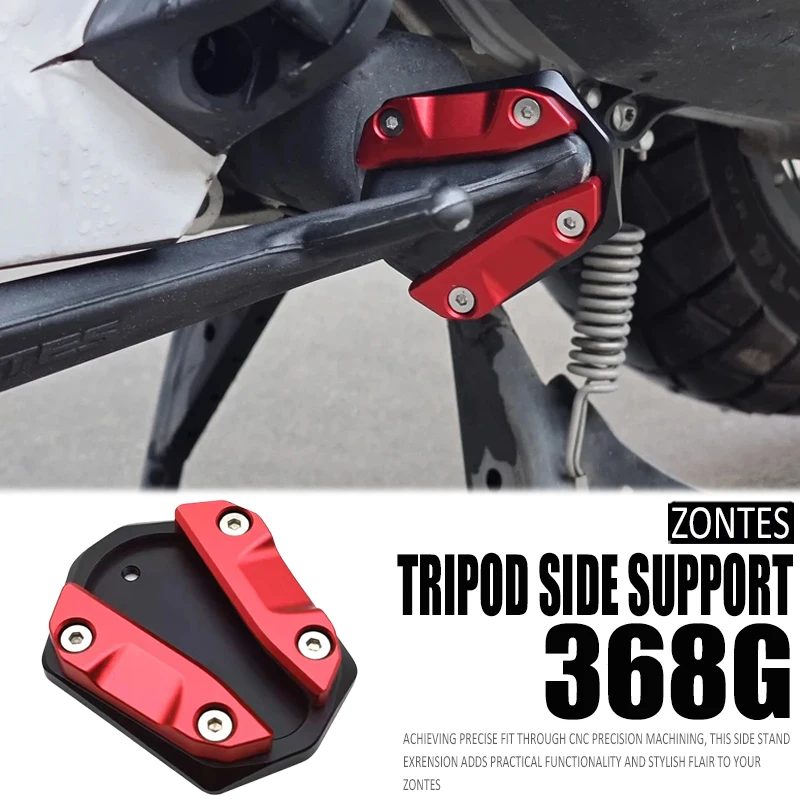 

New Motorcycle Accessories CNC Aluminium Side Stand Enlarge Plate Kickstand Extension For Zontes 368G 368K 368E 368 K E G 368g