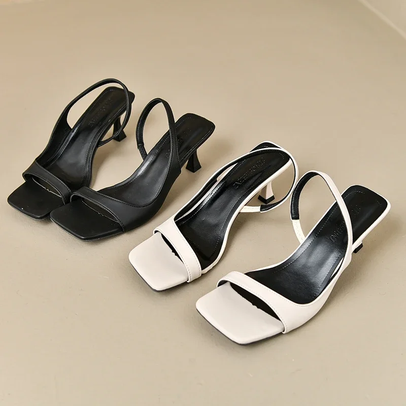 

Pop Niche Square Head With Open-toed Sandals Women's Thin Heels Temperament Commuter High Heels