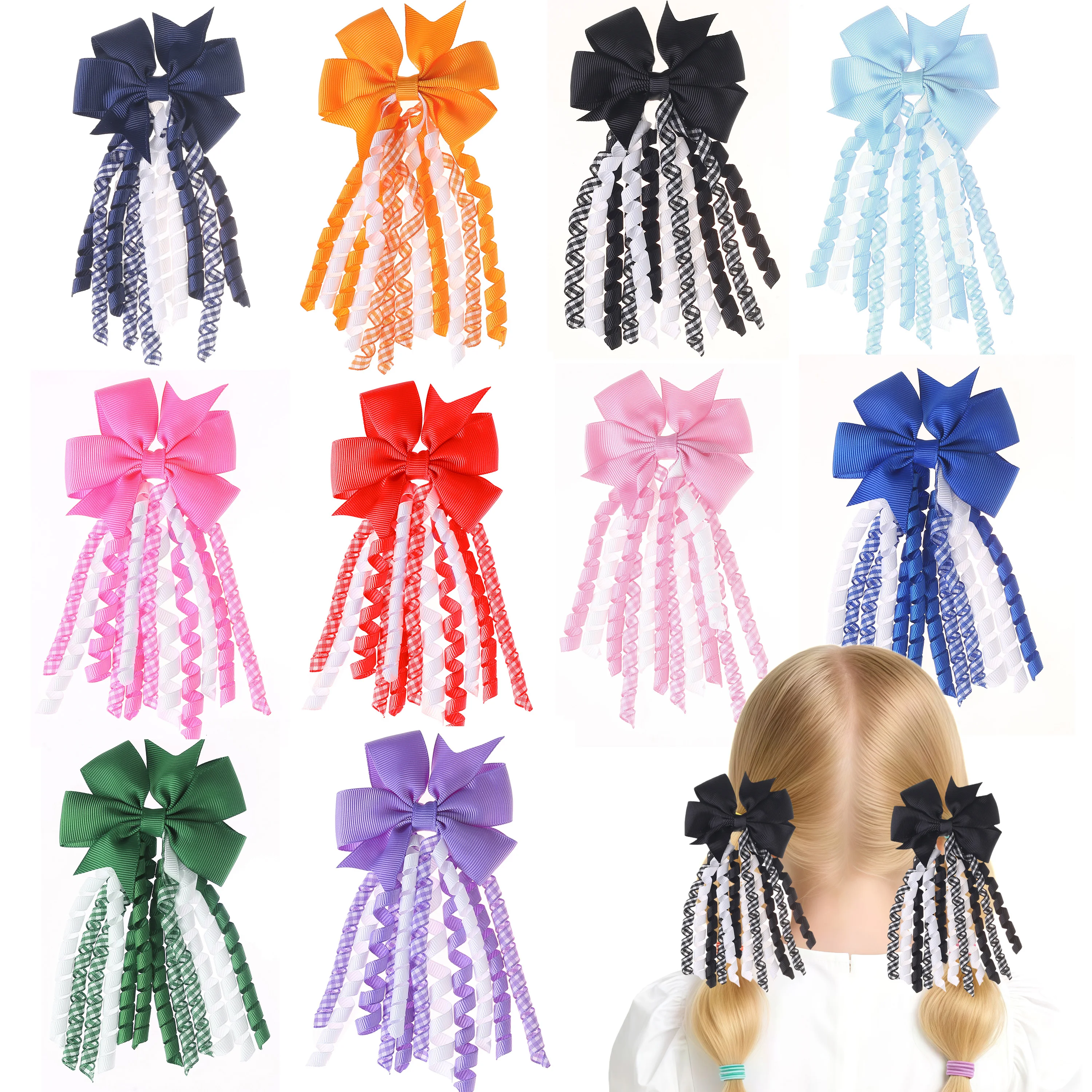 Dos pinzas para el cabello con borlas para niñas y una pinza para cola de caballo, ideales para uso diario y como regalos para festivales.