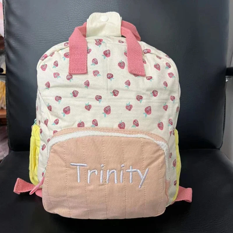 Custom Name Schoolbag Laptop Bookbag Insulated Strawbreey Girls School Backpack Tote Bag Purse Teens Boys Kids