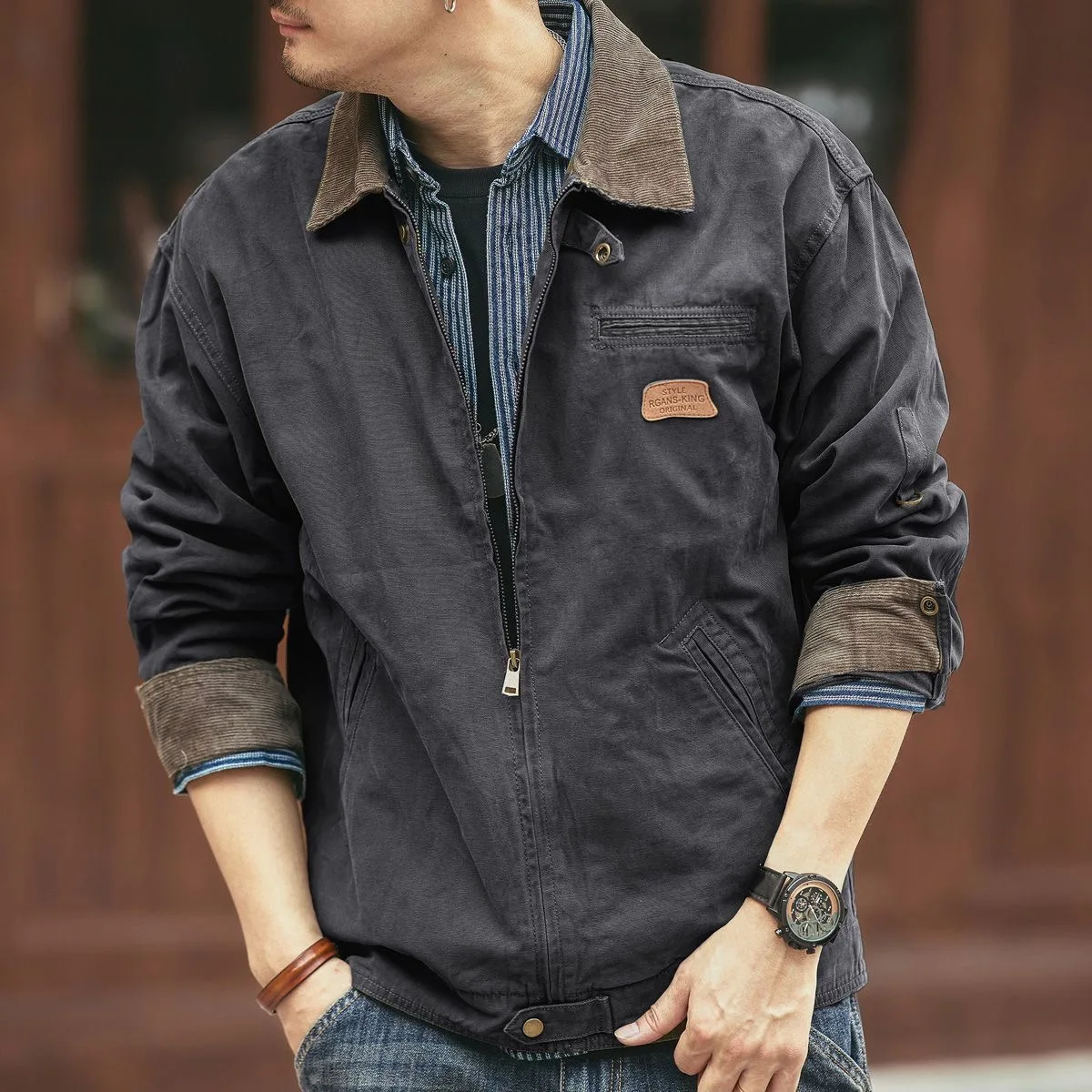 

Autumn and Spring New Fashion Trend American Vintage Workwear Jacket Men's Casual Loose Sports High Quality Plus Size Outerwear