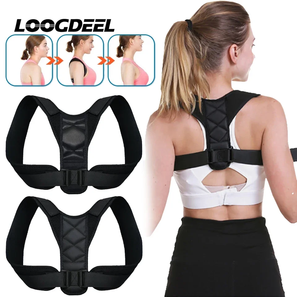 LOOGDEEL Adjustable Back Brace Support Invisible Shoulder Posture Corrector Spine Neck Health Correction Belt Home Office Unisex