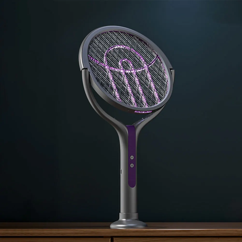 Electric Fly Swatter 2 in 1 Fly Killer and Mosquito Trap Lamp Rotating Head Bug Zapper Racket Rechargeable for Indoor Outdoor