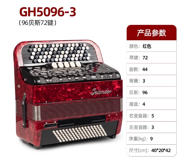 Bayan Accordion Instrument Adult Beginner Professional Playing 96BS Bass Bayan Instrument