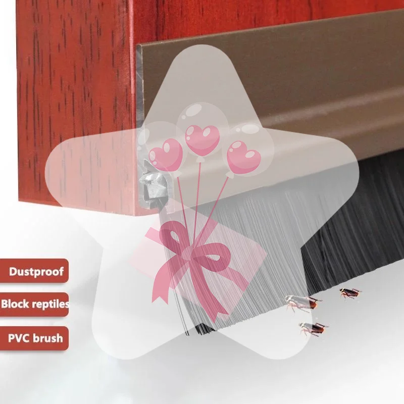 Door Bottom Seal Brush Durable PVC Sealing Strip Anti-Insect Dust Proof for Sliding Garage Door Weather Stripping