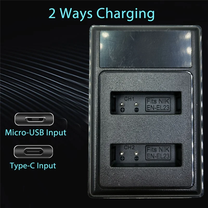 EN-EL23 LCD USB Dual Battery Charger for Nikon COOLPIX B700 P900S P900 P610S P610 P600 S810C