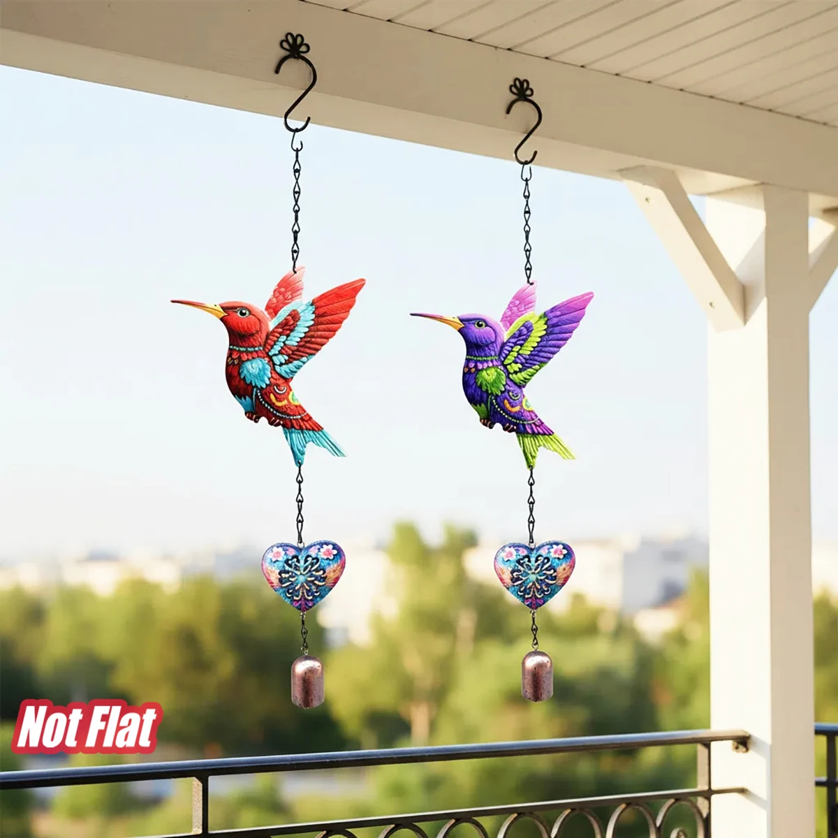 20 Inch Outdoor Metal Hummingbird Wind Chimes, Perfect Soothing Sounds for Garden, Patio, Porch, Balcony Yard Hanging Decoration