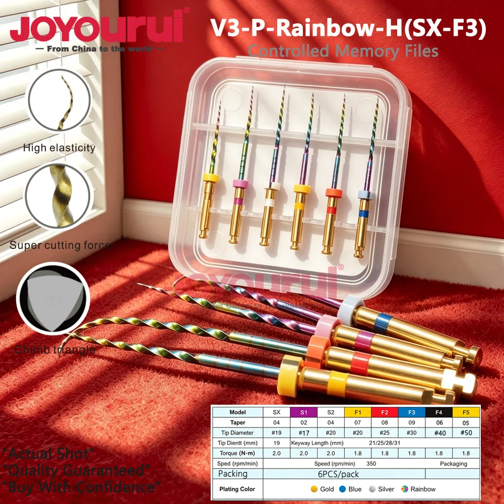 SX-F3 Dental Endodontic Endo Files NITI Rotary Large File - Rainbow Blue Gold Silver for Engine Use SX S1 1904 Lab Instruments T