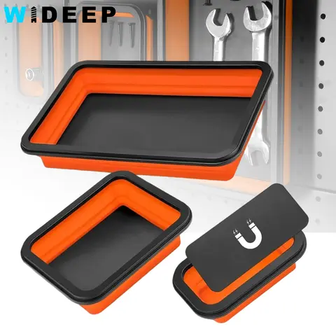 3 szt. Składana Magnetyczna Taca na Śruby Silikonowy Zestaw Tacki Składany Magnetyczny Organizer na Części Organizer na Narzędzia Stolarskie