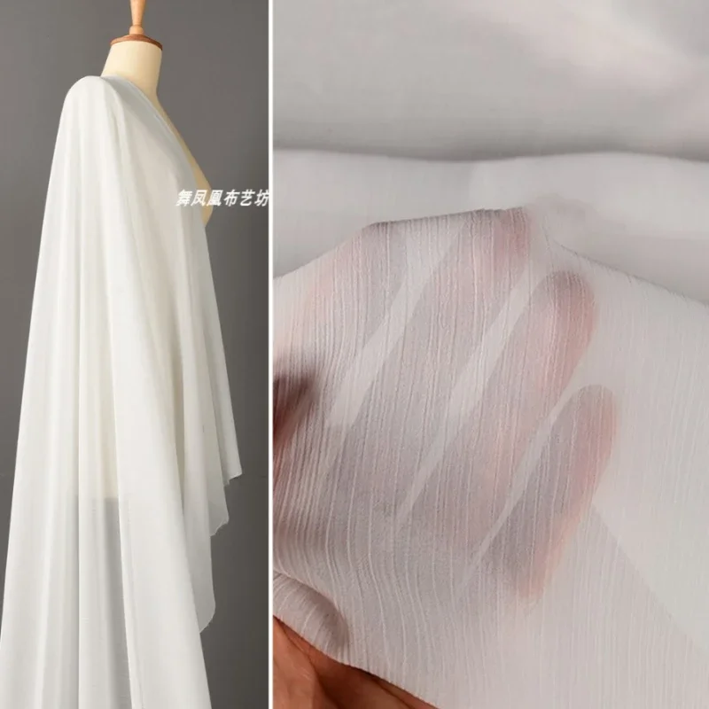 White Chiffon Fabric Light Transparent Wrinkle-resistant Soft Tulle Lining Hanfu Shawl Skirt Lining Fabric